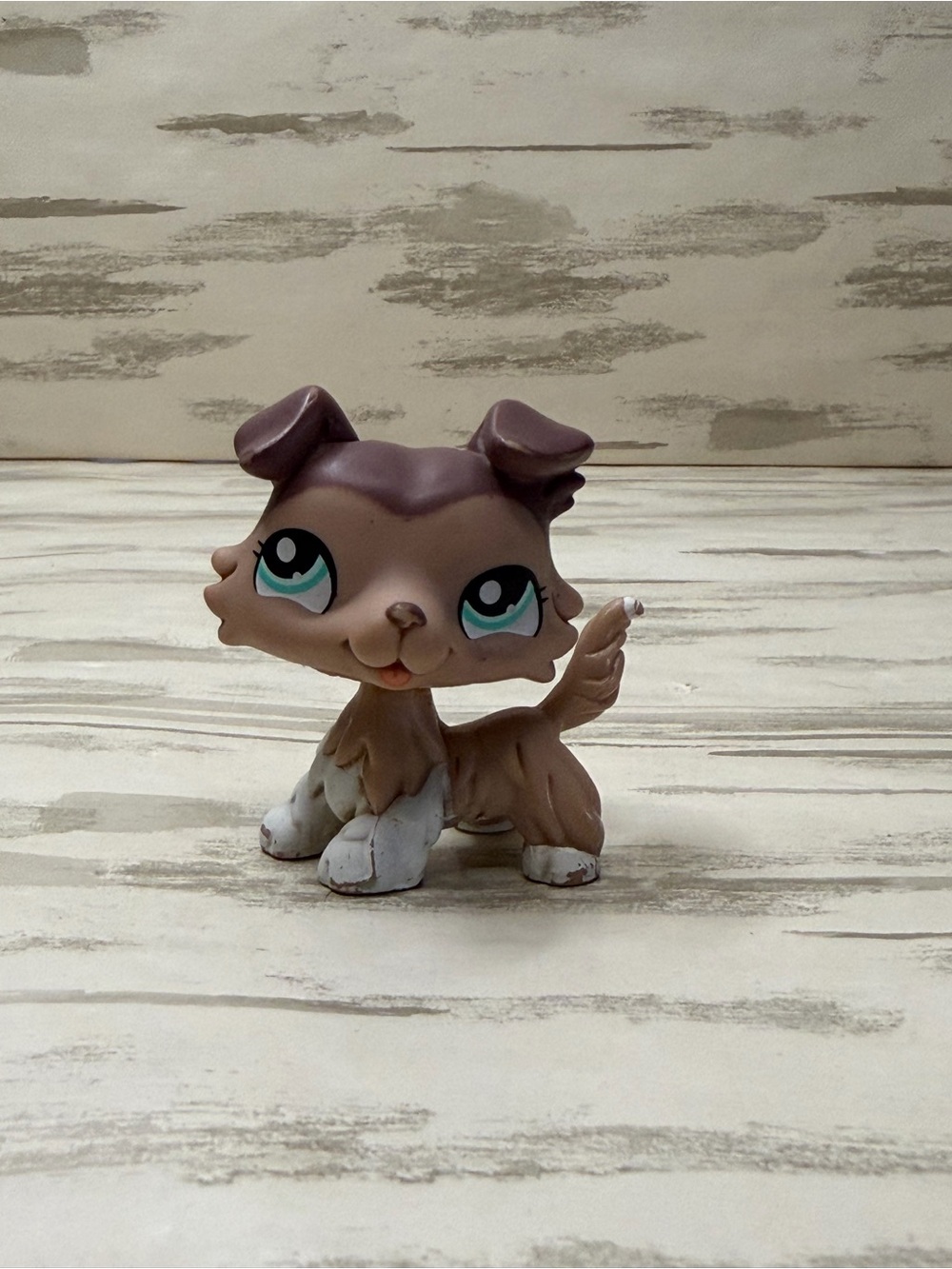 Littlest Pet Shop Collie Dog #1330 Brown Sticker Eyes LPS Hasbro Authentic